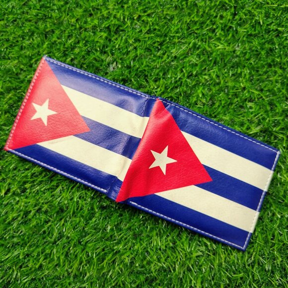 Men Cuba Flag Printed Leather Wallet with Gift Box - Picture 4 of 6